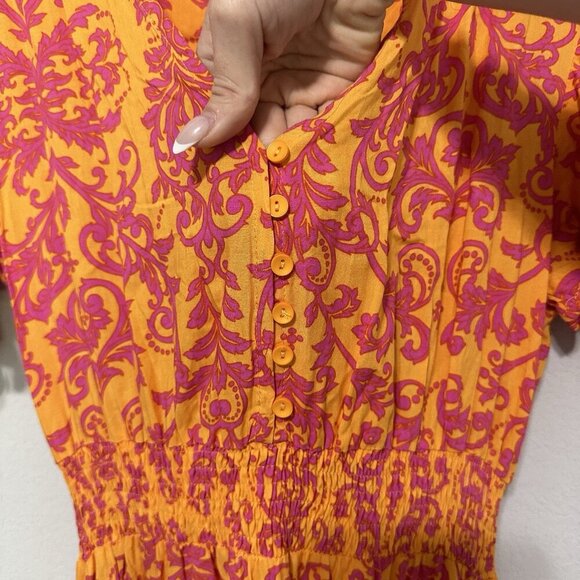 Anthropologie Abel The Label Maya Floral Smocked Midi Hi Low Dress Size Large - Picture 7 of 10